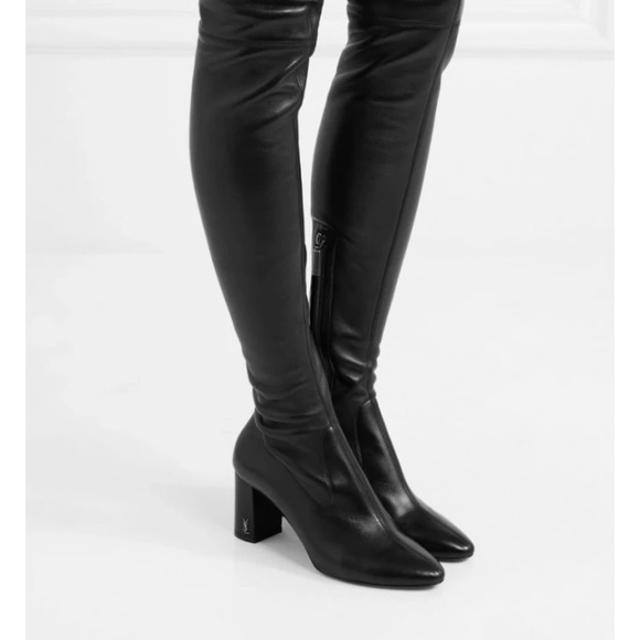Authentic Saint Laurent Black Thigh High Leather - Picture 3 of 12